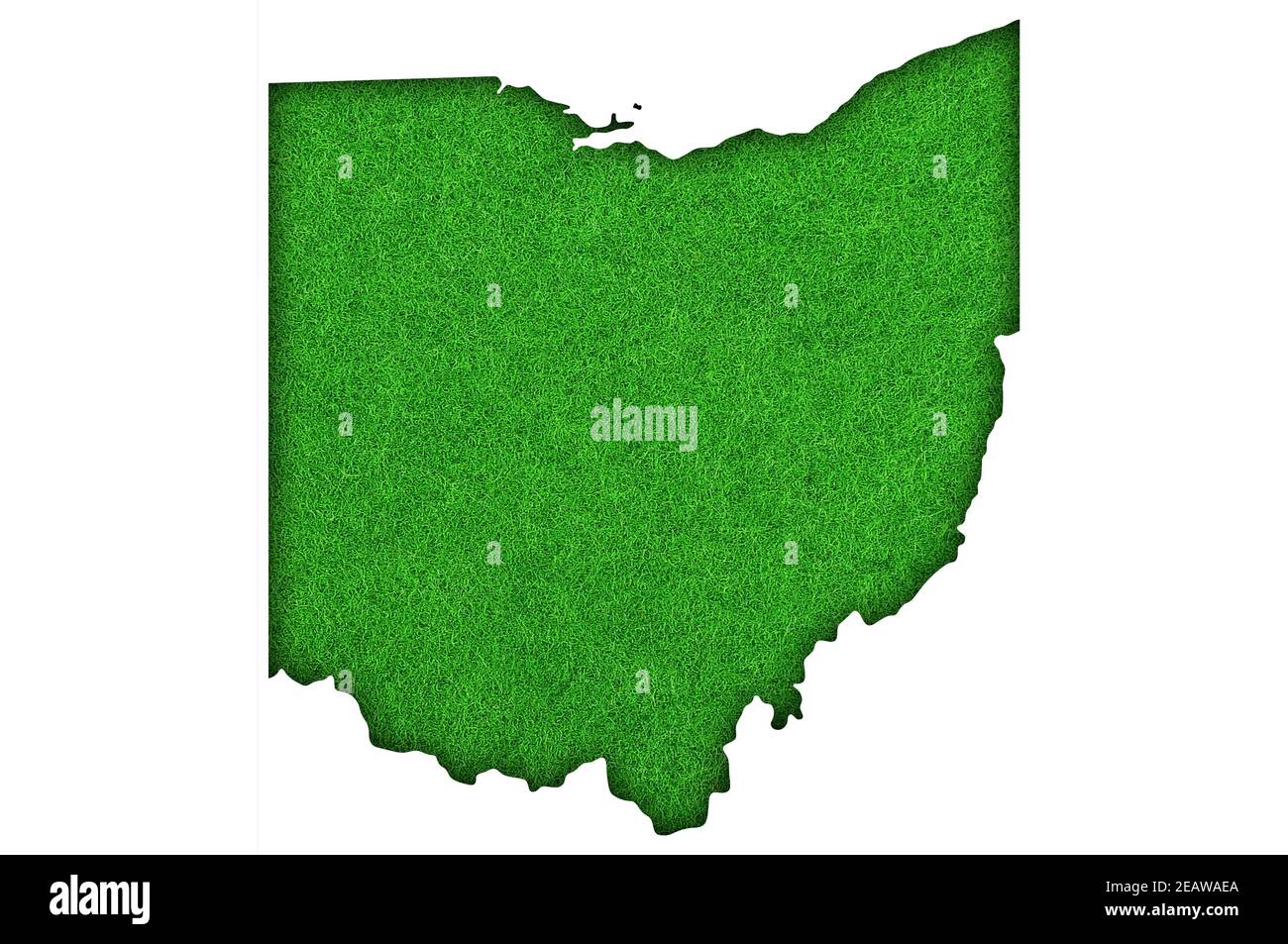 Mappa dell'Ohio su feltro verde Foto Stock
