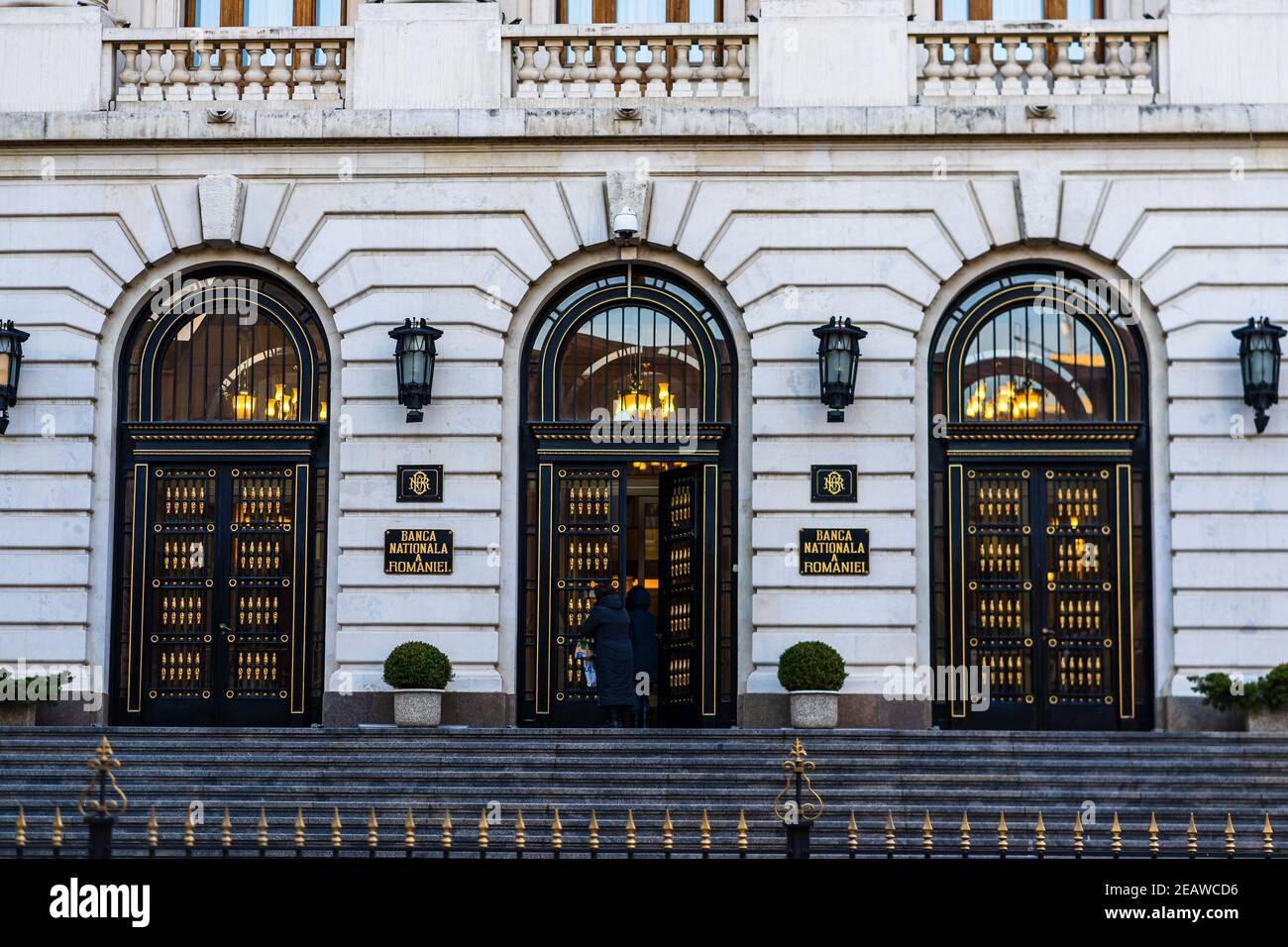 Banca nazionale della Romania (Banca Nationala a Romaniei). BNR è la banca centrale rumena. Sede BNR a Bucarest, Romania, 2021 Foto Stock