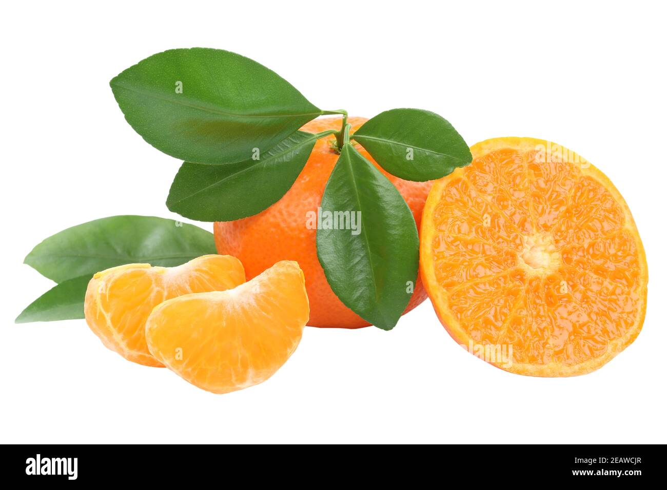 Mandarino mandarino arancio mandarini frutti vegani tangerini isolati Foto Stock