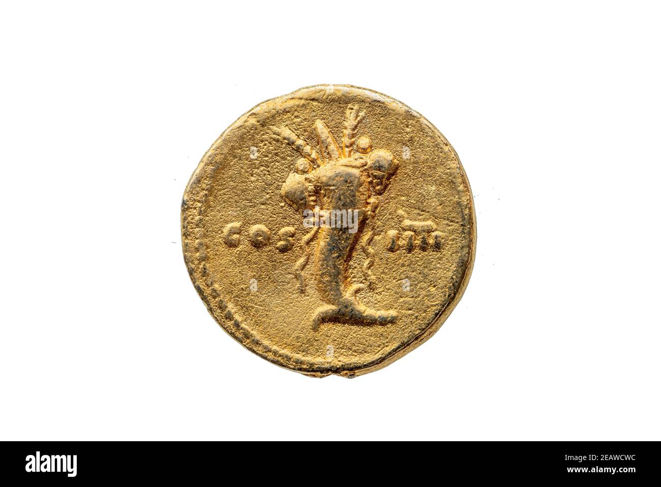 Oro romano aureo moneta di retromarcia dell'imperatore romano Domiziano Foto Stock