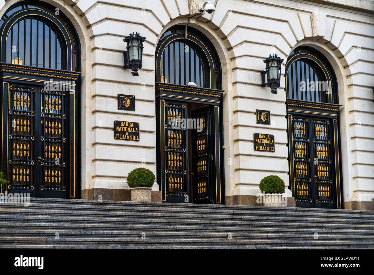 Banca nazionale della Romania (Banca Nationala a Romaniei). BNR è la banca centrale rumena. Sede BNR a Bucarest, Romania, 2021 Foto Stock