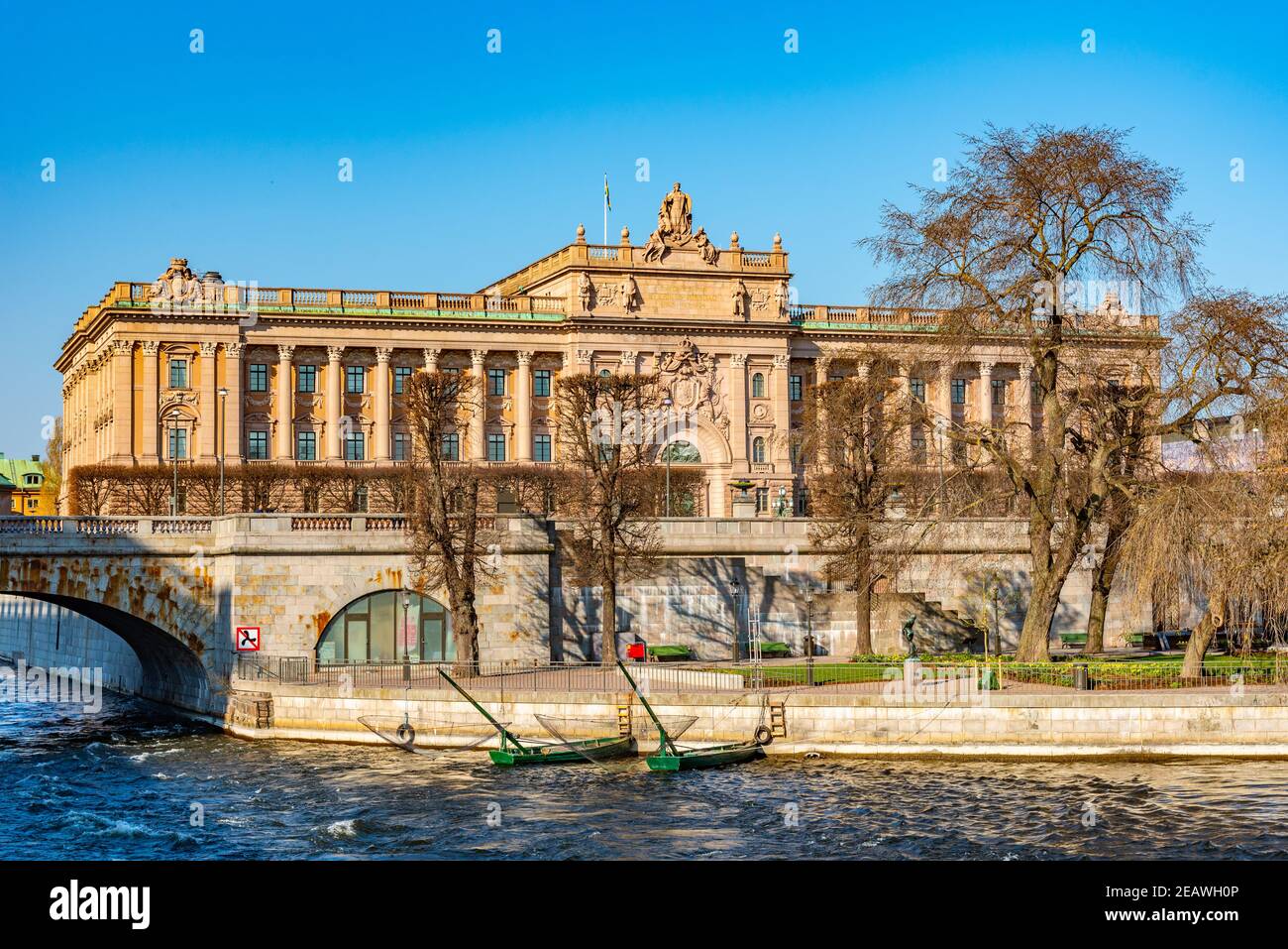 Riksdag - costruzione del parlamento svedese a Stoccolma Foto Stock