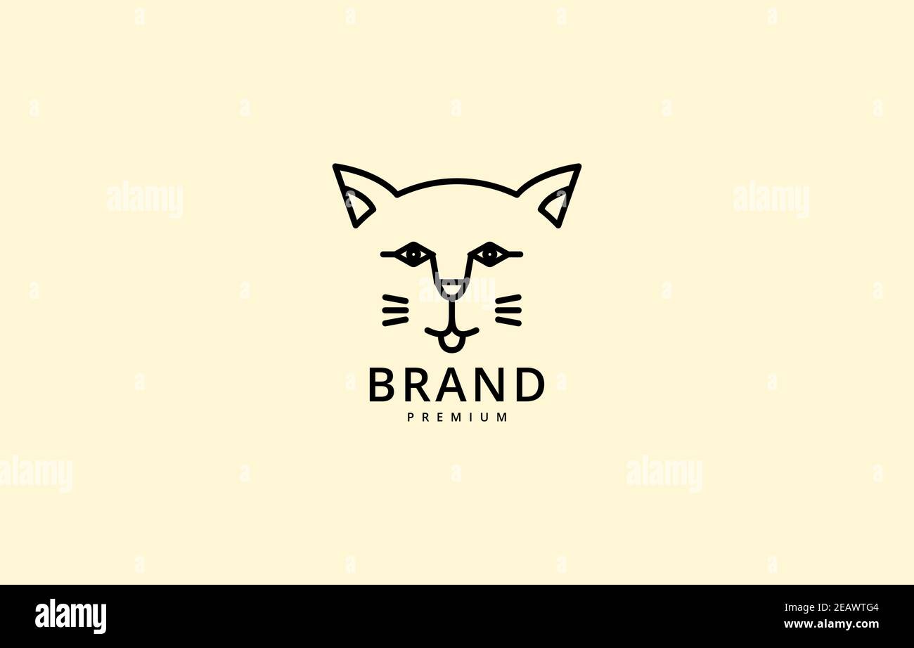 Modello con logo Vector of Cat Head Line adatto per negozi di animali  domestici, alimenti per gatti, prodotti per la cura dei gatti o marchi di  negozi di animali domestici Immagine e