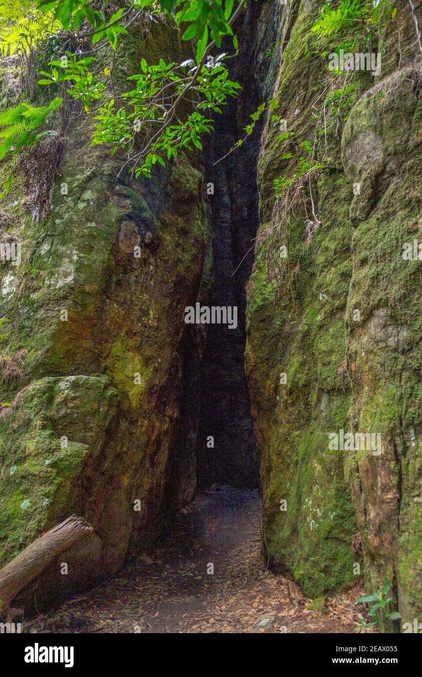 Una grotta fresca in montagna Foto Stock