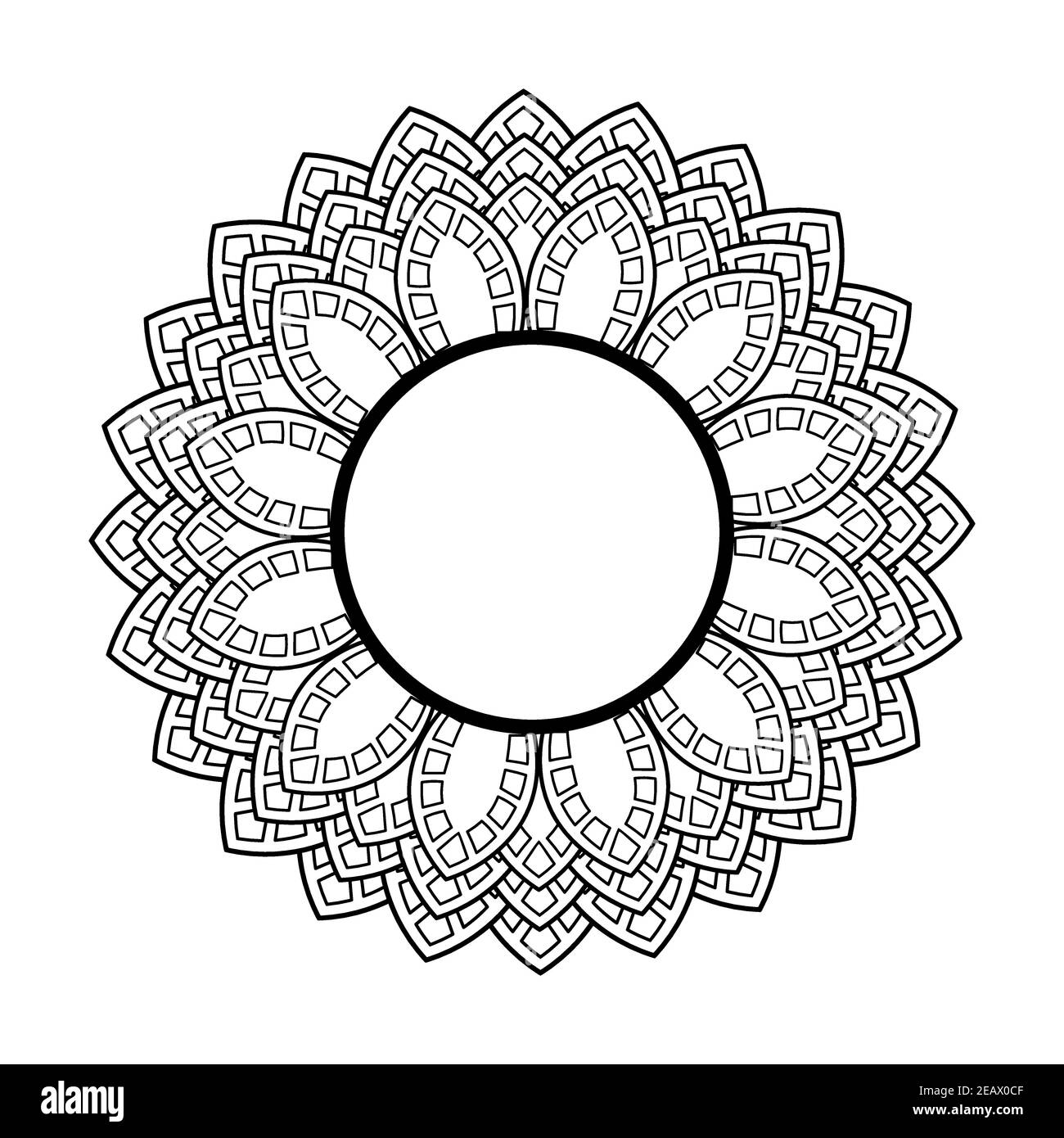 Cornice rotonda bianca con ornamento in pizzo su sfondo bianco. Art deco.  Mandala di lusso, disegno a mano. Motivo etnico. Illustrazione vettoriale  astratta Immagine e Vettoriale - Alamy