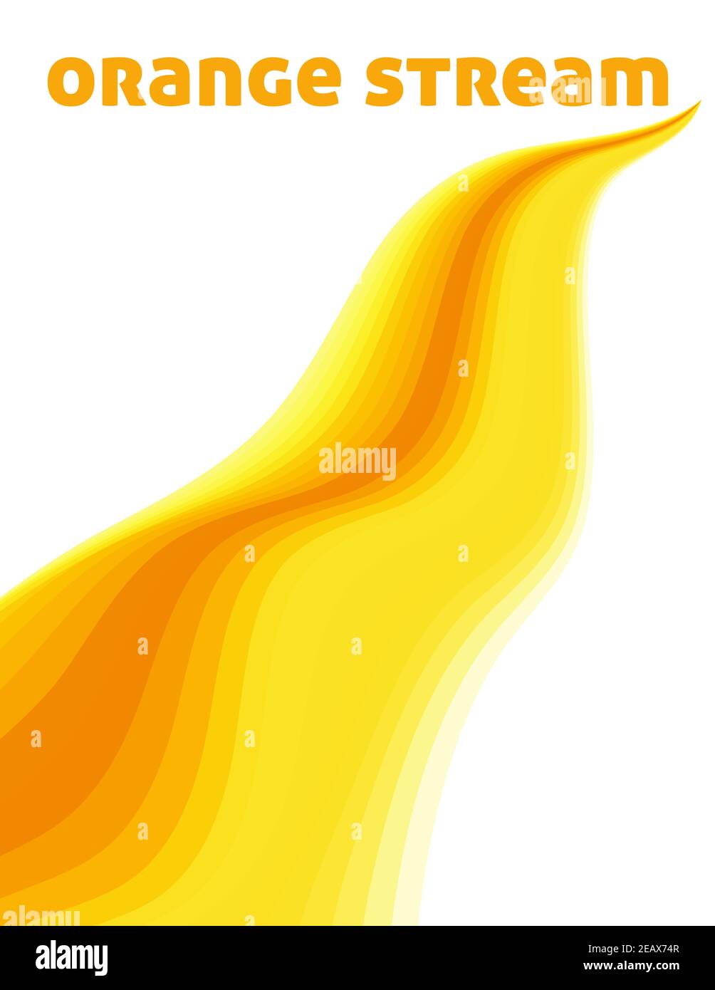 Flusso di colore arancione a strisce astratte su sfondo bianco. Motivo grafico vettoriale verticale Illustrazione Vettoriale