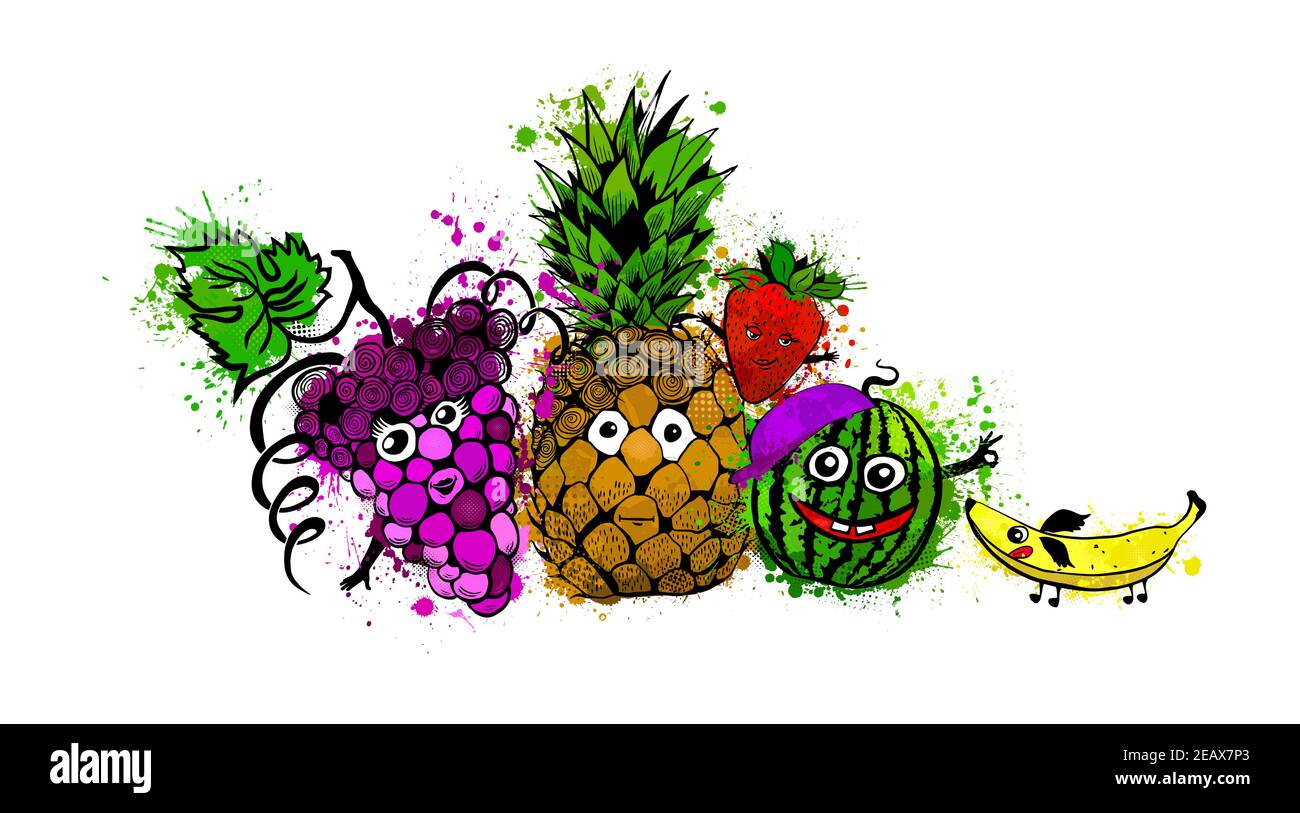 Frutta allegra. Illustrazione vettoriale Illustrazione Vettoriale