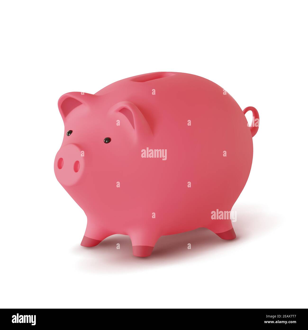 moneybox 3d realistico sotto forma di un maiale isolato su sfondo bianco, vettore Illustrazione Vettoriale