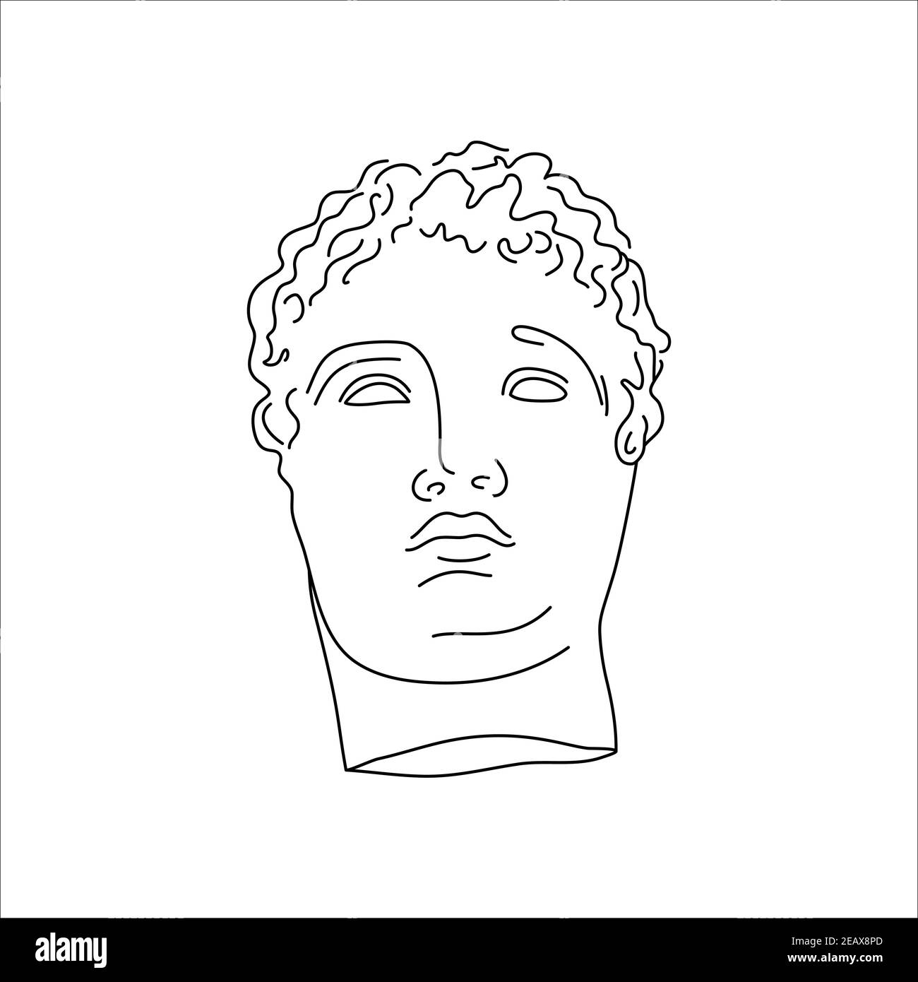 Antique Sculpture in uno stile minimal liner trendy. Vector Illustration of the Greek God for prints on t-Shirts, Posters Illustrazione Vettoriale