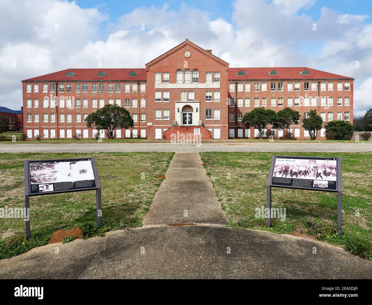 Selma a Montgomery marzo sentiero nel 1965 per i diritti civili marcatori storici a St. Jude City, Montgomery Alabama, Stati Uniti. Foto Stock