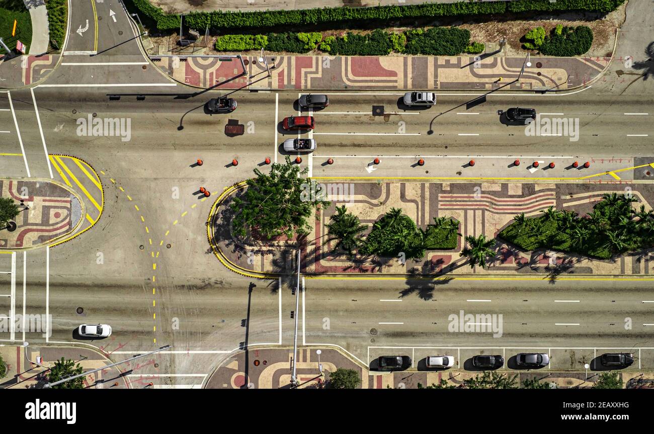 01-02-2016. Miami, Florida, Stati Uniti. Biscayne Boulevard visto dall'alto. Foto Stock