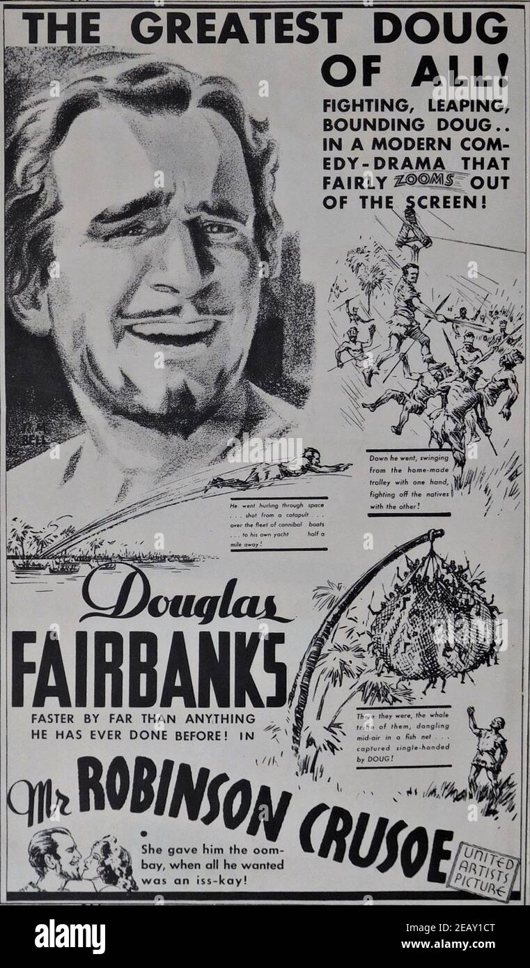 DOUGLAS FAIRBANKS Sr e MARIA ALBA in MR. ROBINSON CRUSOE 1932 regista A. EDWARD SUTHERLAND storia Douglas Fairbanks (come Elton Thomas) musica Alfred Newman Elton Productions / United Artists Foto Stock