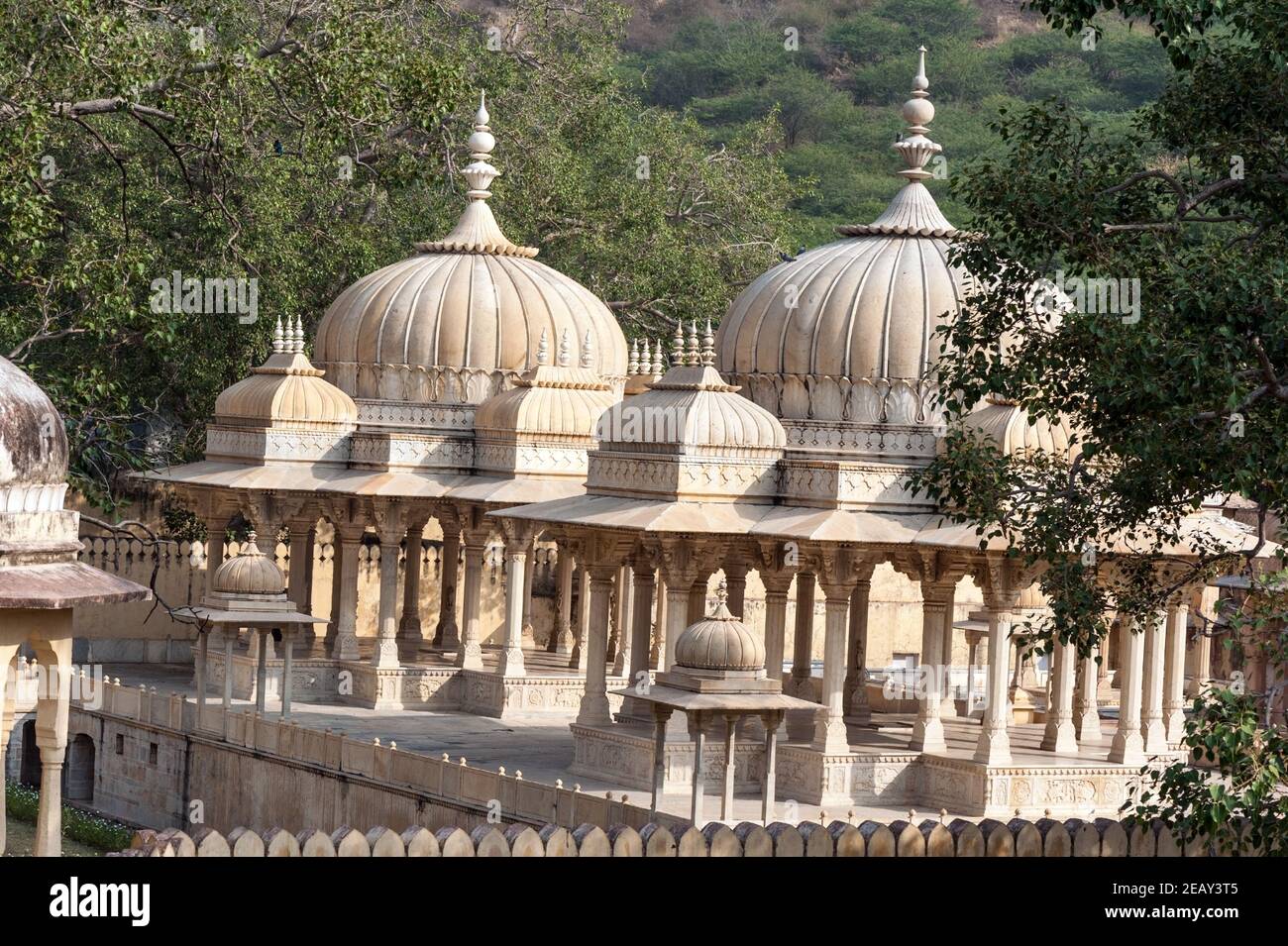 India Rajasthan Jaipur Gaitor Cenotaph eretto al posto di Cremazione di Maharajas Foto Stock
