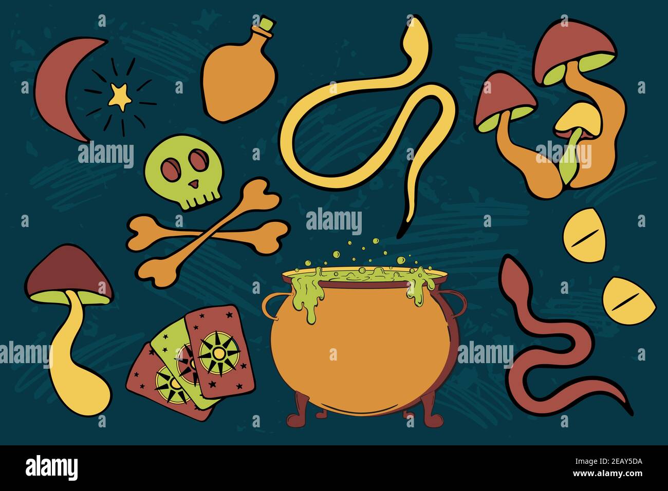 Confezione di adesivi vettoriali Witchcraft Illustrazione Vettoriale