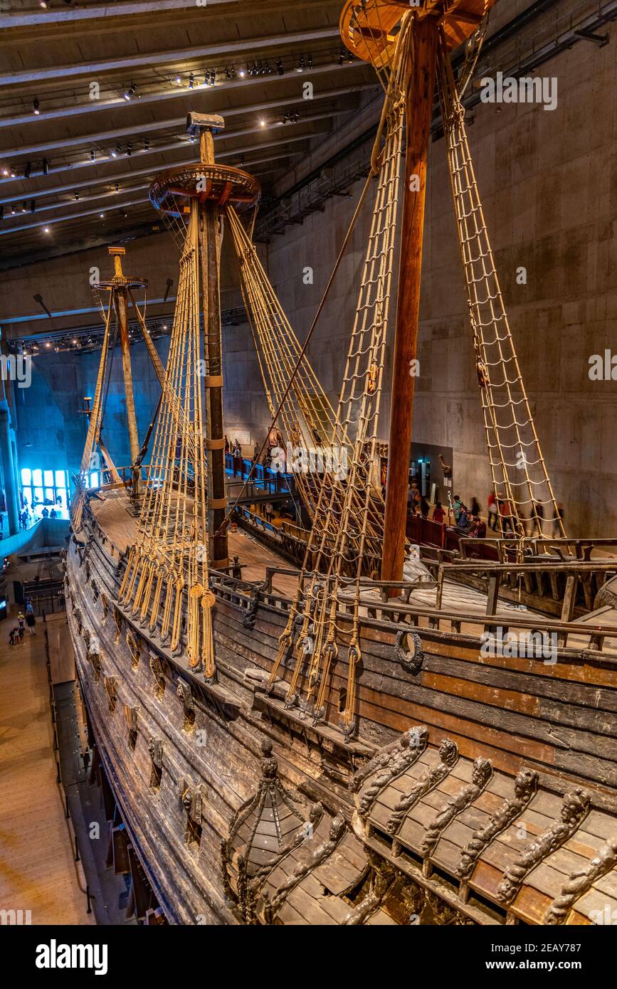 STOCCOLMA, SVEZIA, 20 APRILE 2019: Una delle principali attrazioni di Stoccolma, Svezia, è la grande nave Vasa restaurata Foto Stock