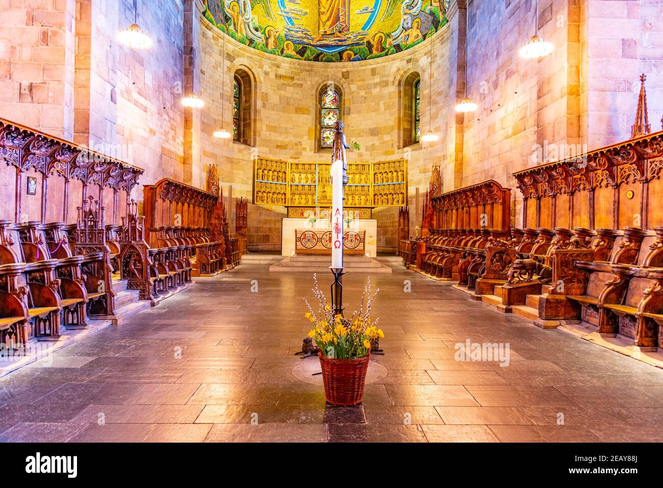 LUND, SVEZIA, 24 APRILE 2019: Interno della cattedrale di Lund, Svezia Foto Stock