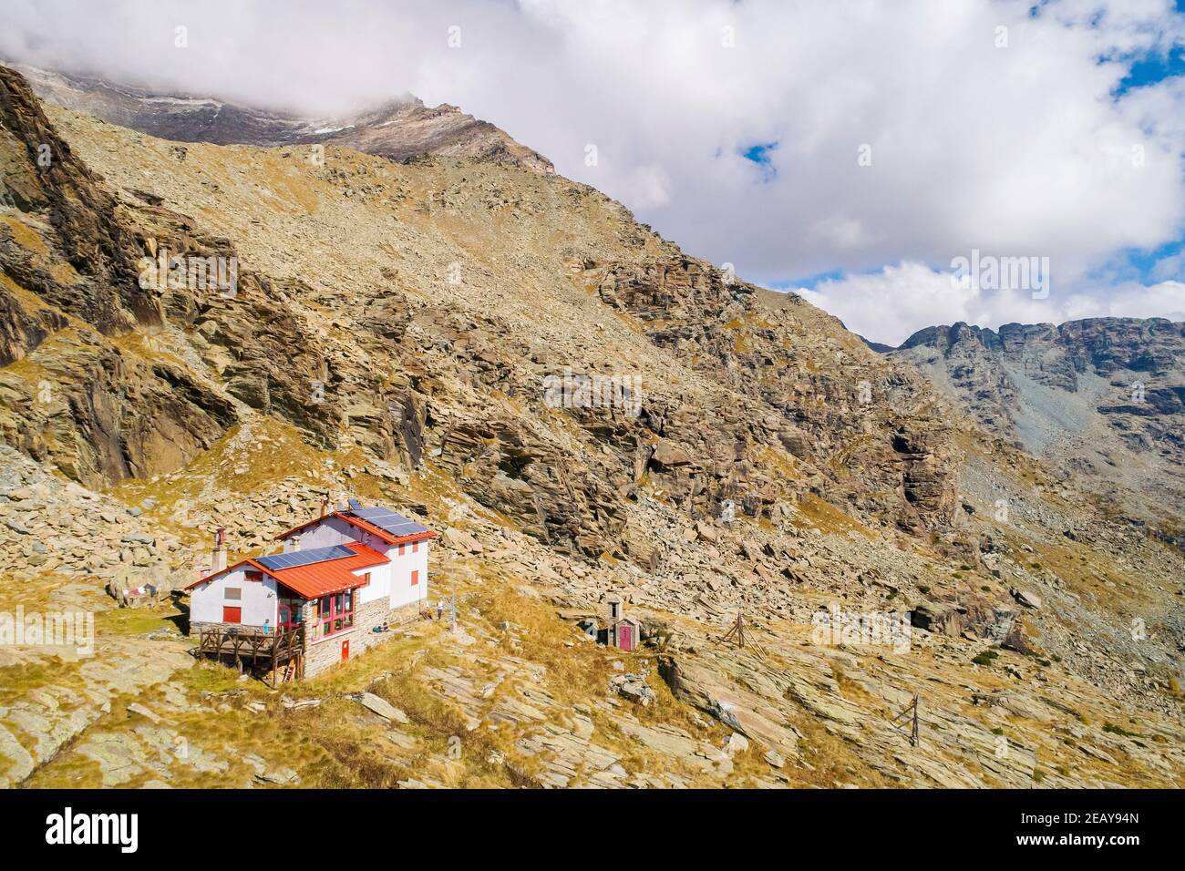 Valmalenco (IT), Rifugio Longoni, 2450 s.l.m., veduta aerea Foto Stock