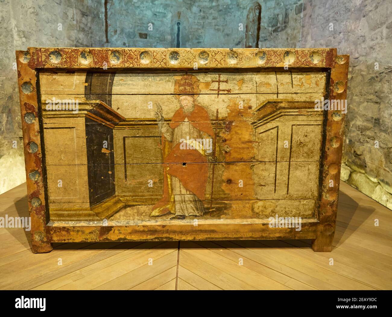 Sant Climent de Taull, Vall de Boi, Catalogna, Spagna. Particolare dell'altare. Foto Stock