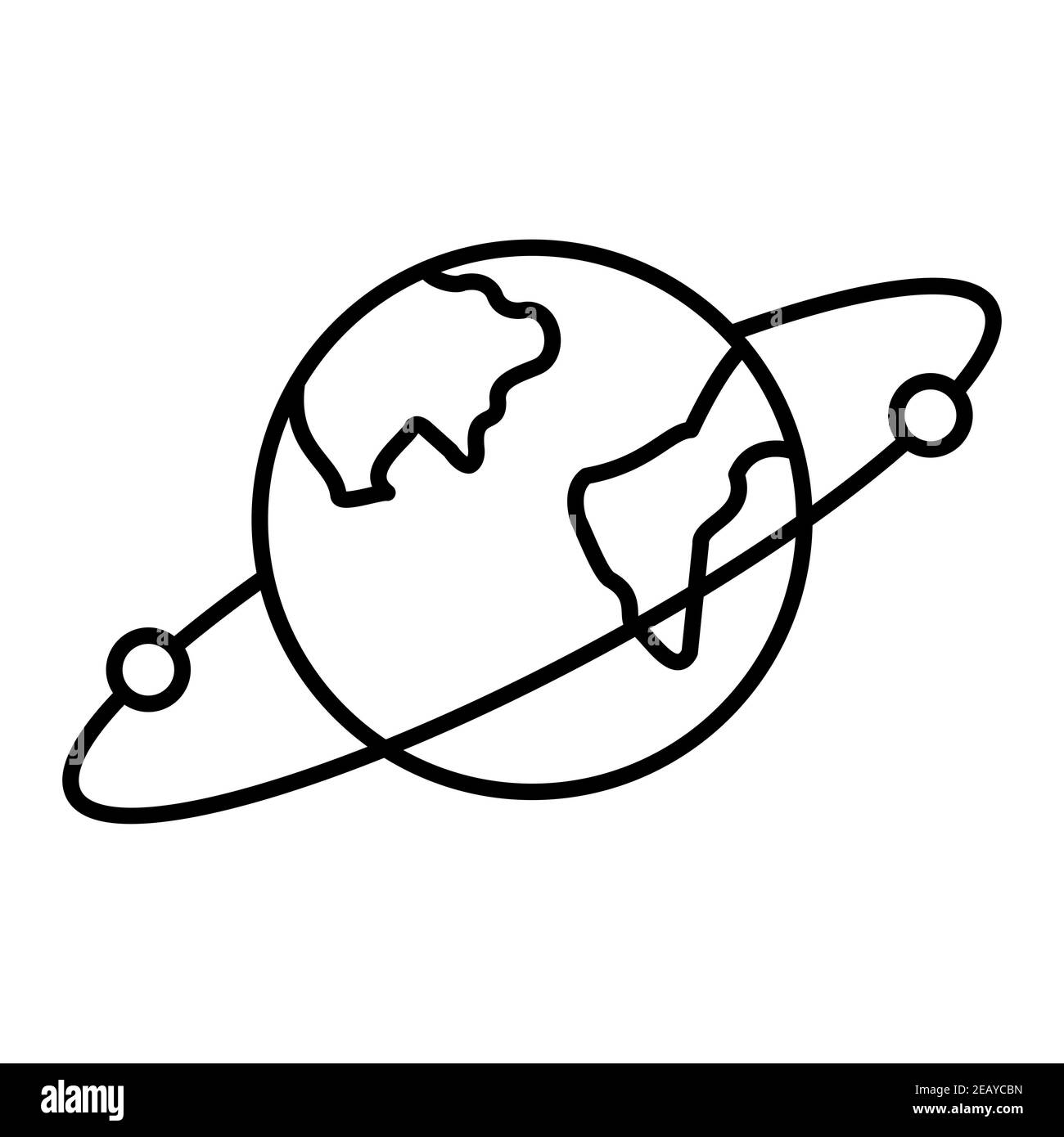 Illustrazione di un'orbita intorno all'icona della Terra Foto Stock