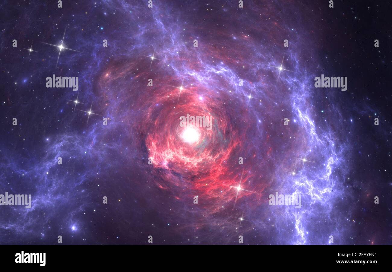 Stella gigante in espansione nello spazio profondo. Illustrazione 3D Foto Stock