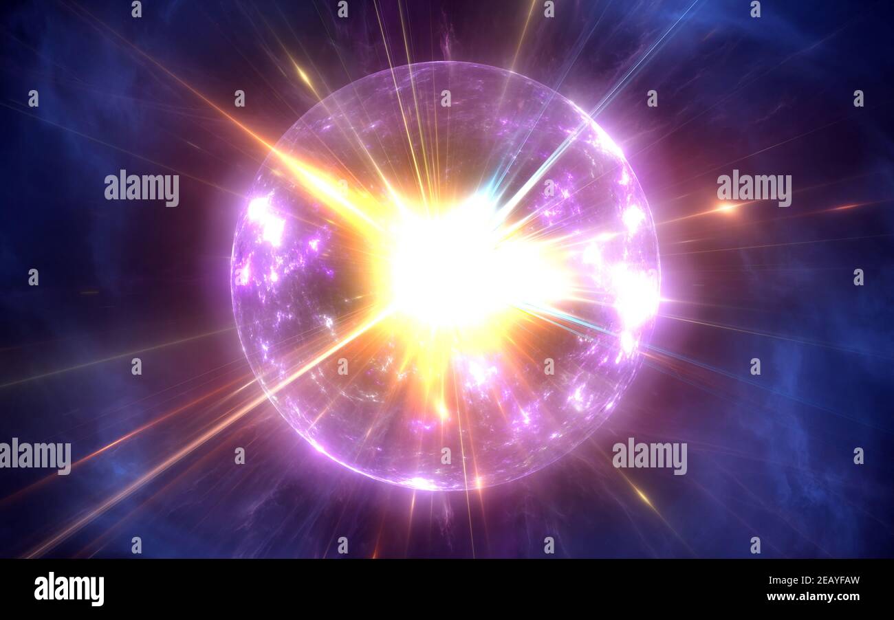 Big Bang e l'espansione dell'Universo, illustrazione 3D Foto Stock