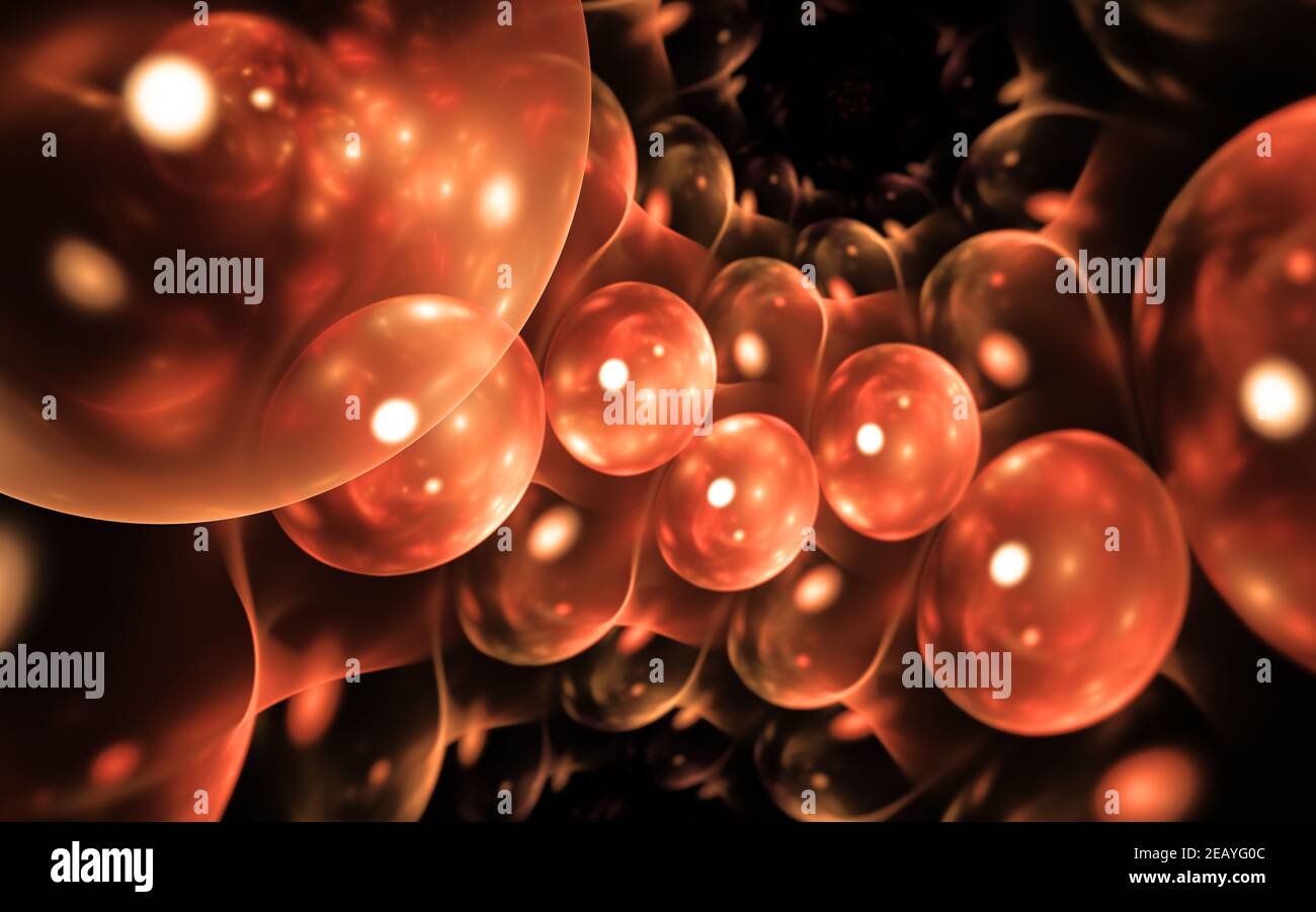 Sfondo di cellule sintetiche. Da utilizzare con progetti su scienza, ricerca e istruzione. Illustrazione 3D Foto Stock