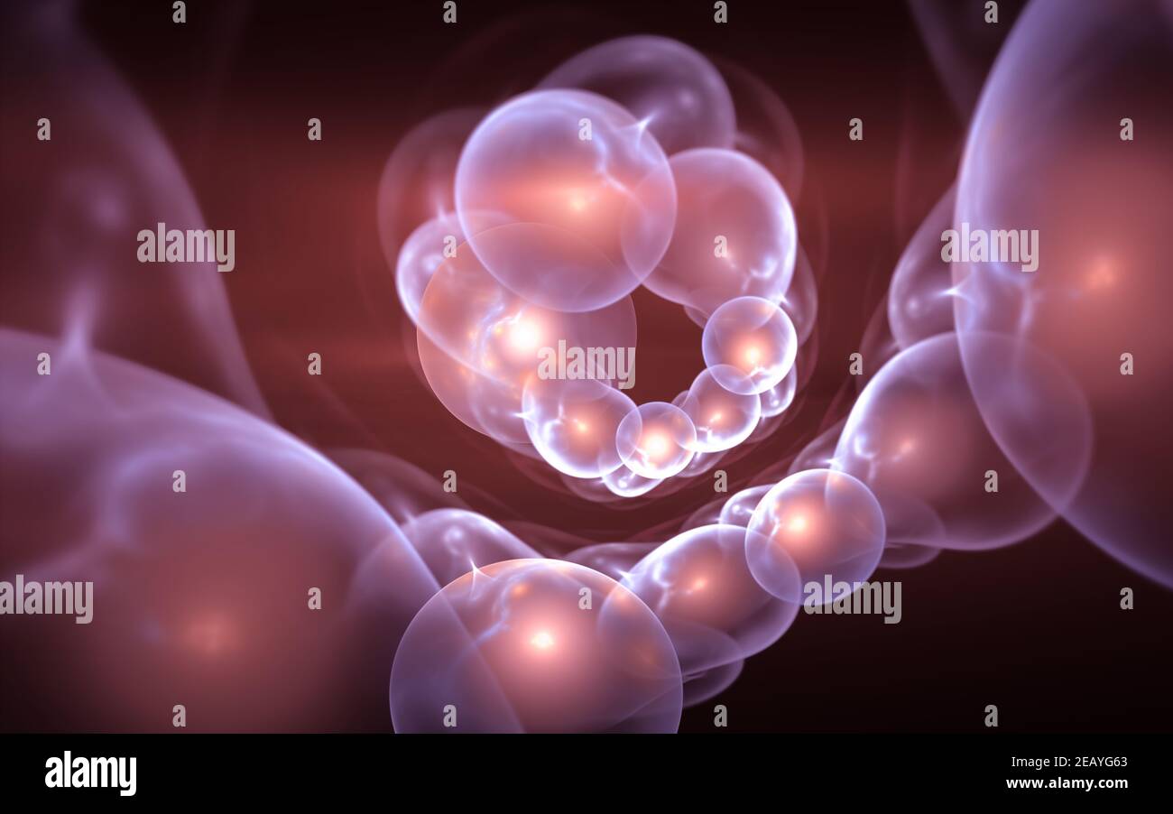 Disposizione di celle sintetiche, modello di attrazione asimmetrico. Da utilizzare con progetti su scienza, ricerca e istruzione. Illustrazione 3D Foto Stock