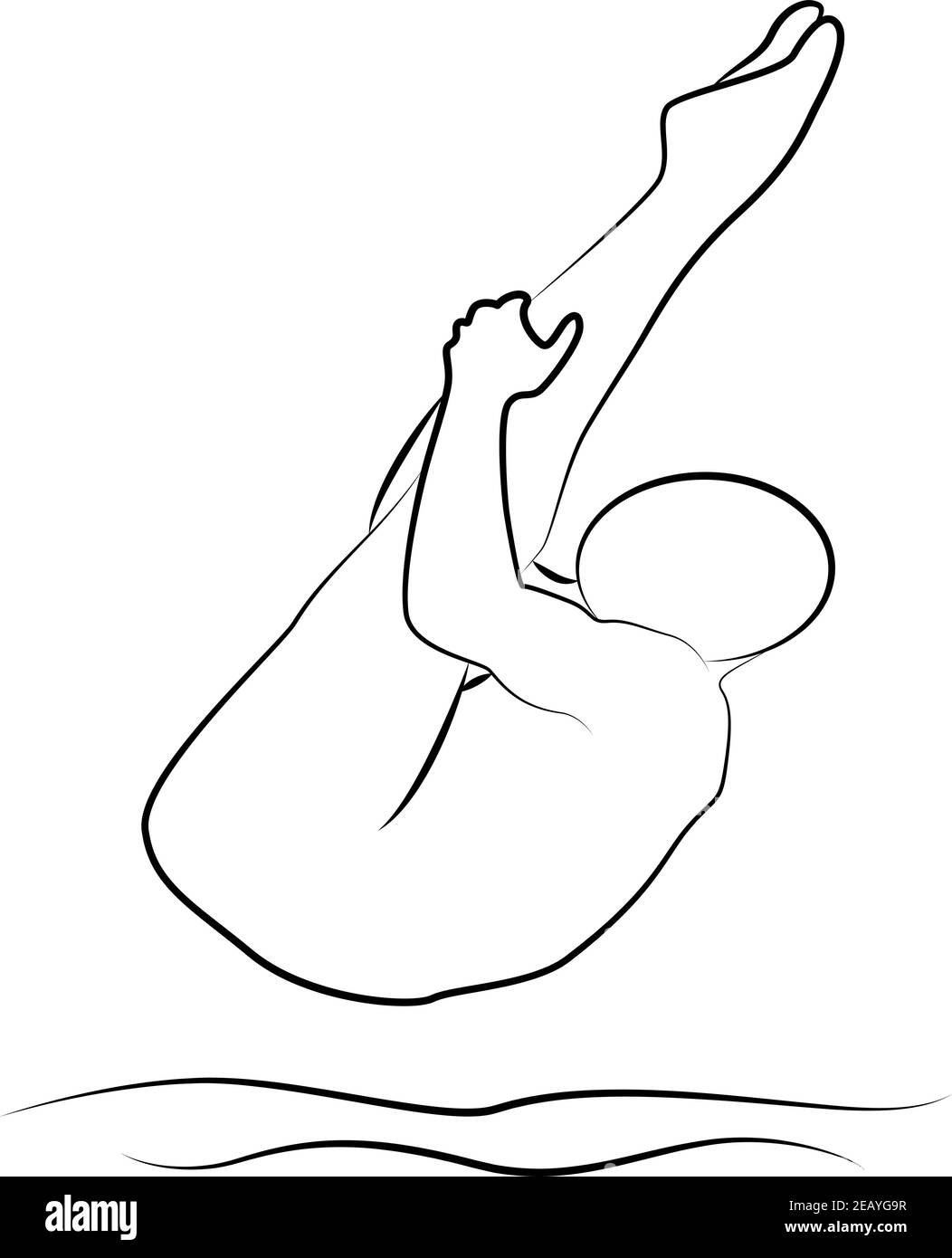 Estate sport immersione icona di un set. Illustrazione con linee in bianco e nero. EPS vettoriale 10 Illustrazione Vettoriale