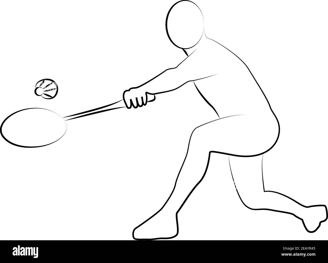 Silhouette creativa del giocatore professionista di Badminton che fa tiro. Icona di un set. EPS vettoriale 10 Illustrazione Vettoriale