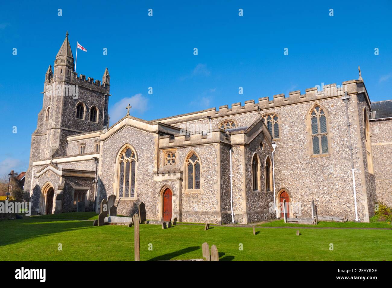 Esterno della chiesa di St Mary, città vecchia, Amersham, Buckinghamshire, Regno Unito Foto Stock