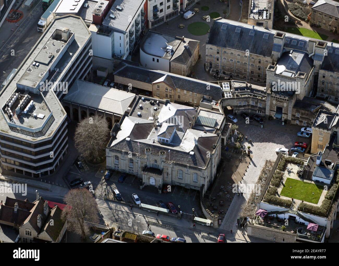 Vista aerea della contea di Oxfordshire Hall a Oxford Foto Stock