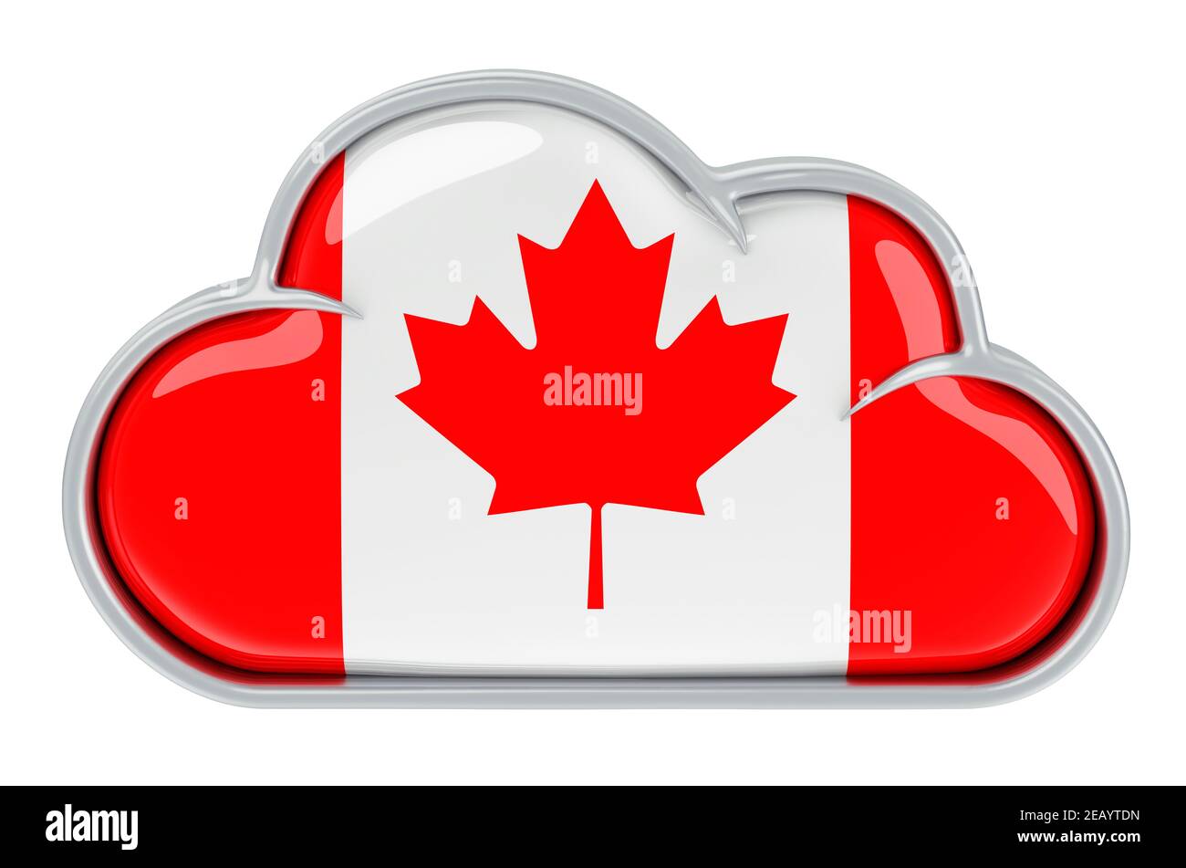 Servizio di archiviazione cloud in Canada, rendering 3D isolato su sfondo bianco Foto Stock