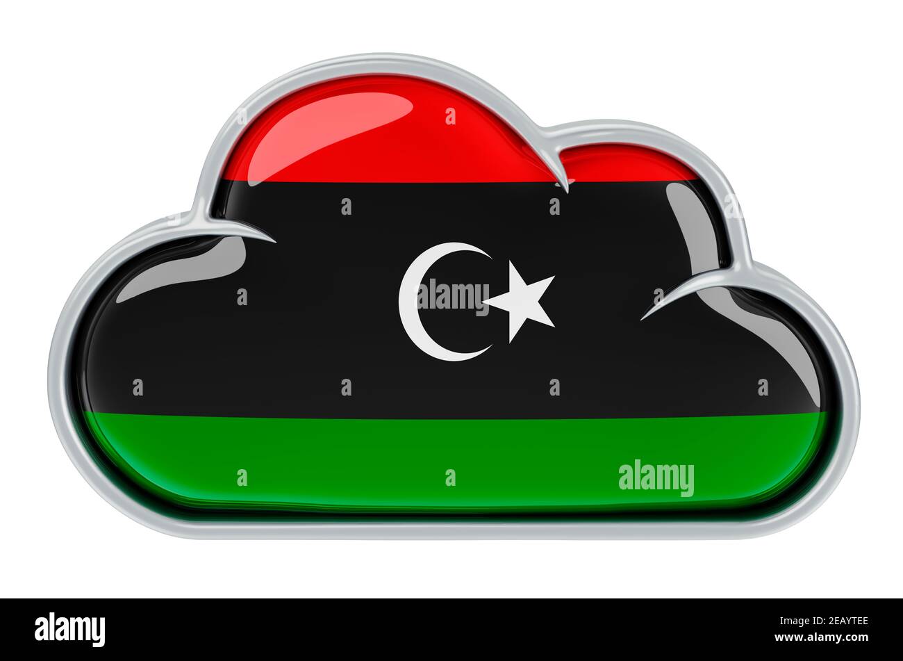 Servizio di archiviazione cloud in Libia, rendering 3D isolato su sfondo bianco Foto Stock