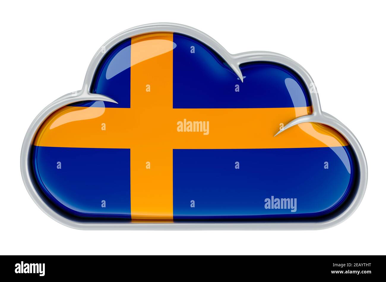 Servizio di archiviazione cloud in Svezia, rendering 3D isolato su sfondo bianco Foto Stock