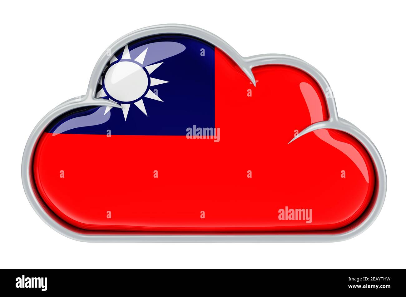 Servizio di archiviazione cloud a Taiwan, rendering 3D isolato su sfondo bianco Foto Stock