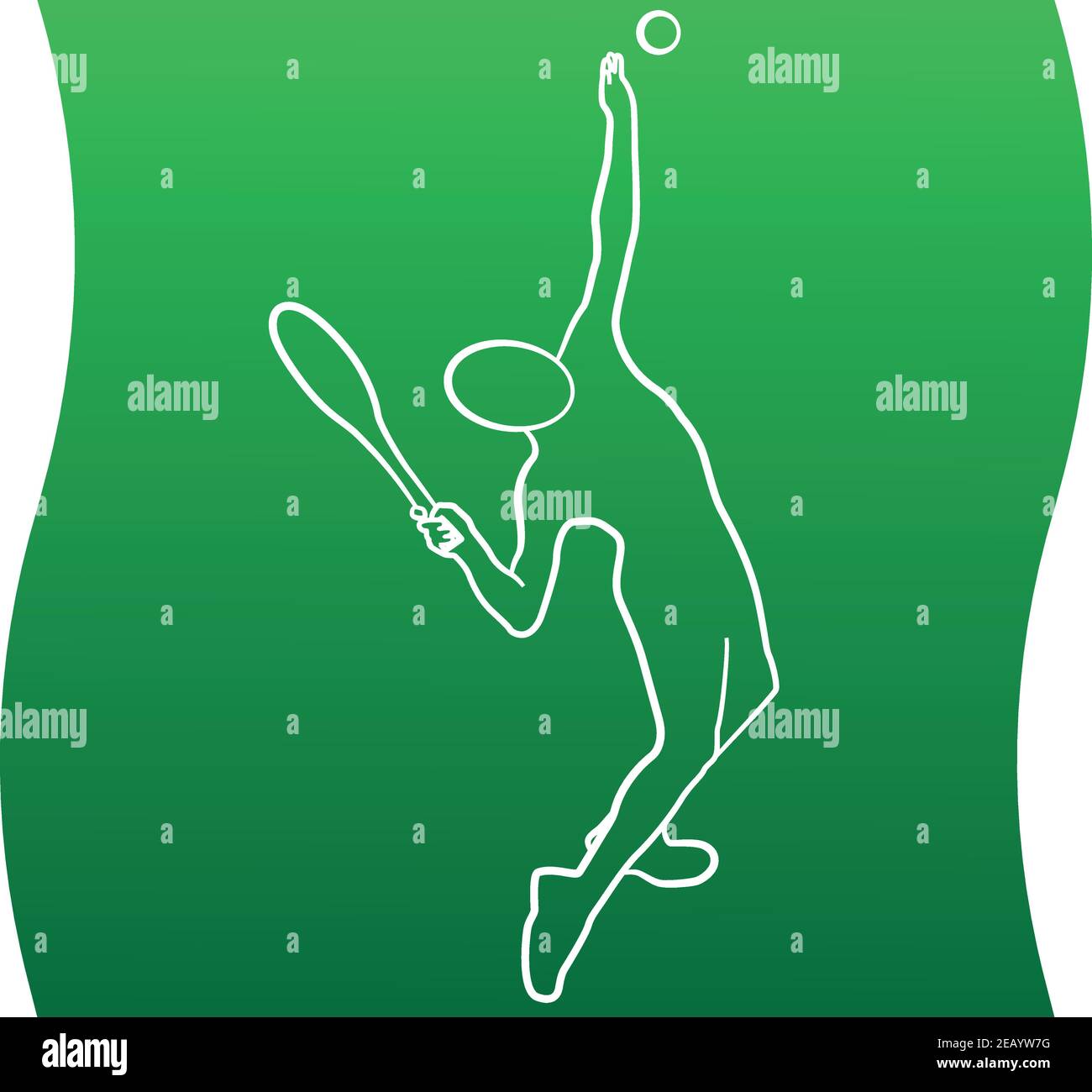 Giocatore di tennis, icona della linea di silhouette di un set sportivo. EPS vettoriale 10 Illustrazione Vettoriale