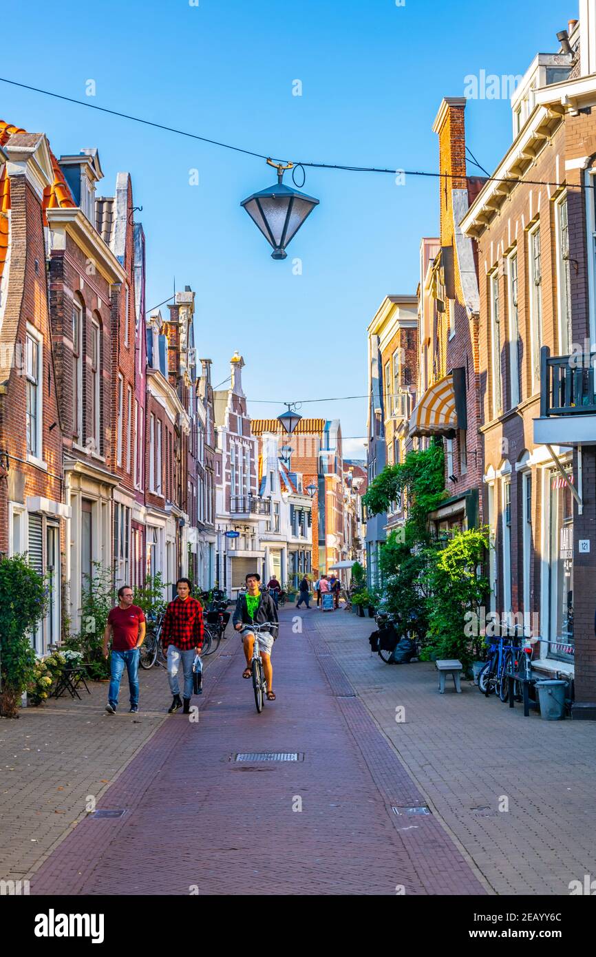 HAARLEM, PAESI BASSI, 8 AGOSTO 2018: Classiche case in mattoni rossi situate lungo via Groot Heiligland ad Haarlem, Paesi Bassi Foto Stock