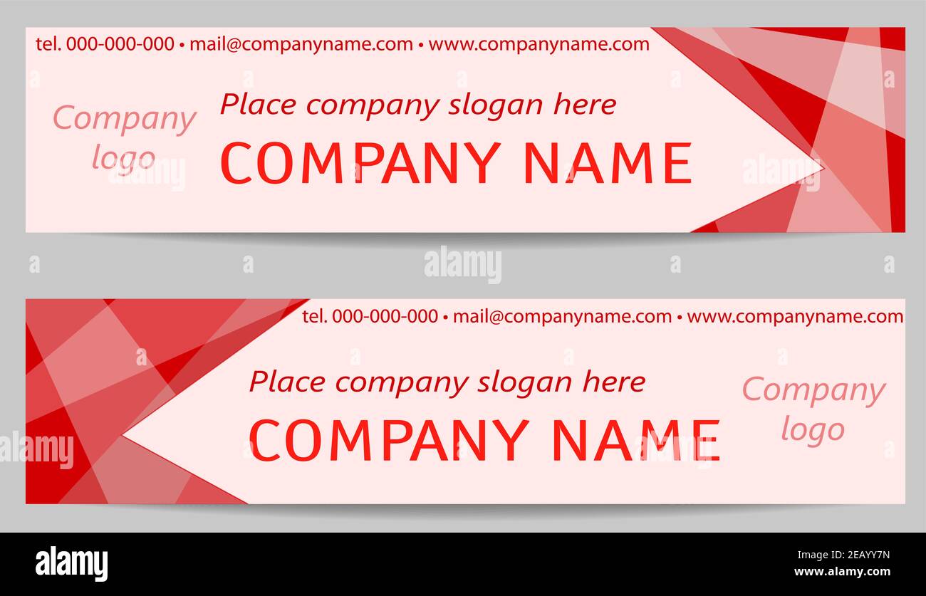 Due banner aziendali rossi. Modello geometrico minimalista, sfondo chiaro per il testo. Layout vettoriali per landing page, pubblicità, promozione. EPS10 Illustrazione Vettoriale