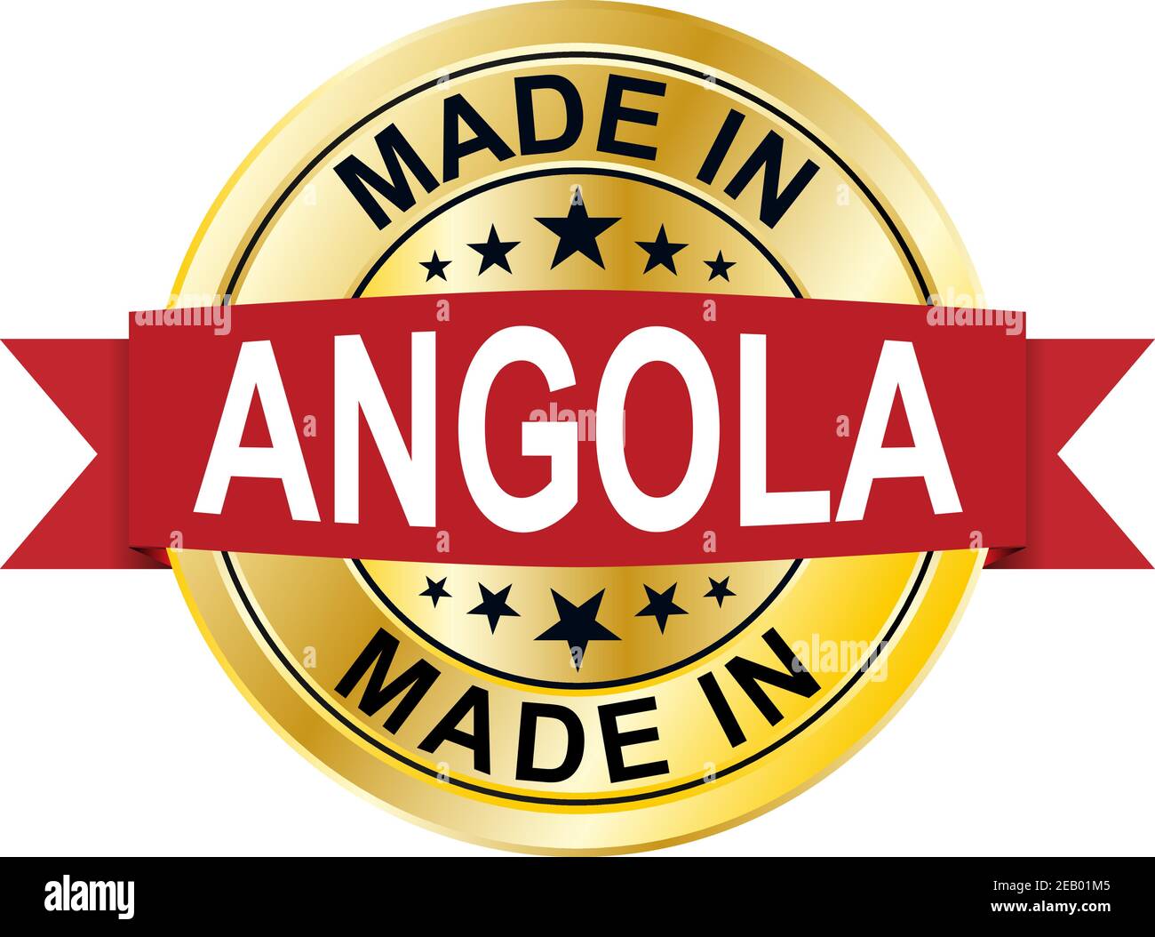 Made in Angola Golden label badge vettoriale medaglia illustrazione per web design Illustrazione Vettoriale