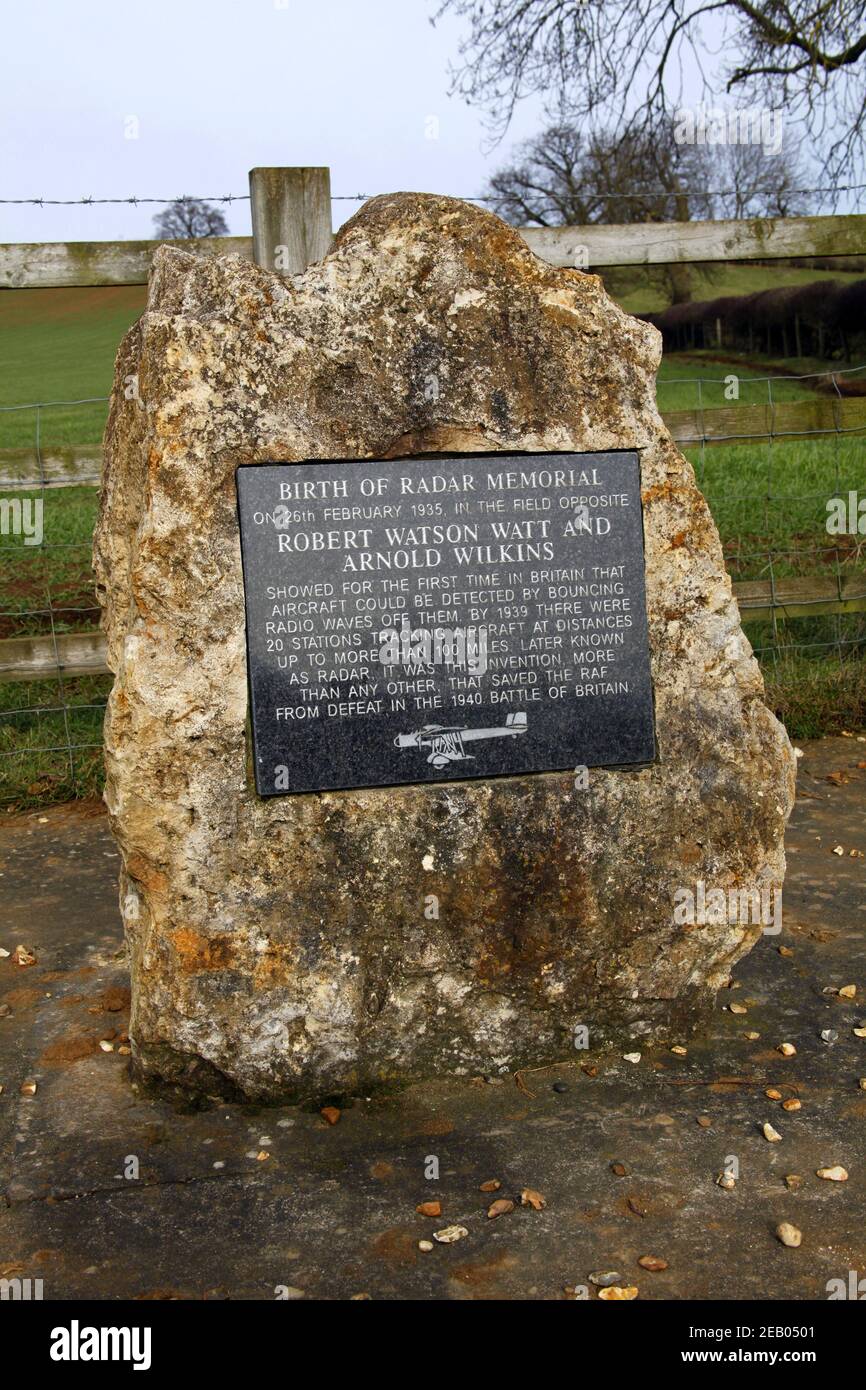 Nascita del Radar Memorial vicino a Litchborough, Northamptonshire Foto Stock