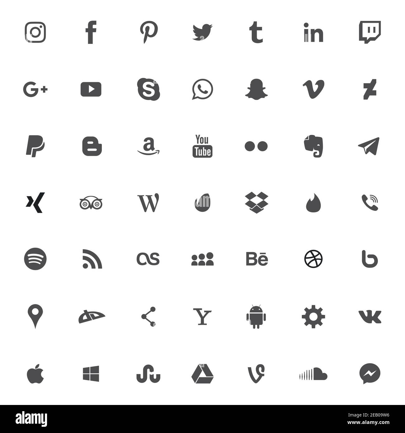 Icone delle applicazioni dei social media impostate Illustrazione Vettoriale