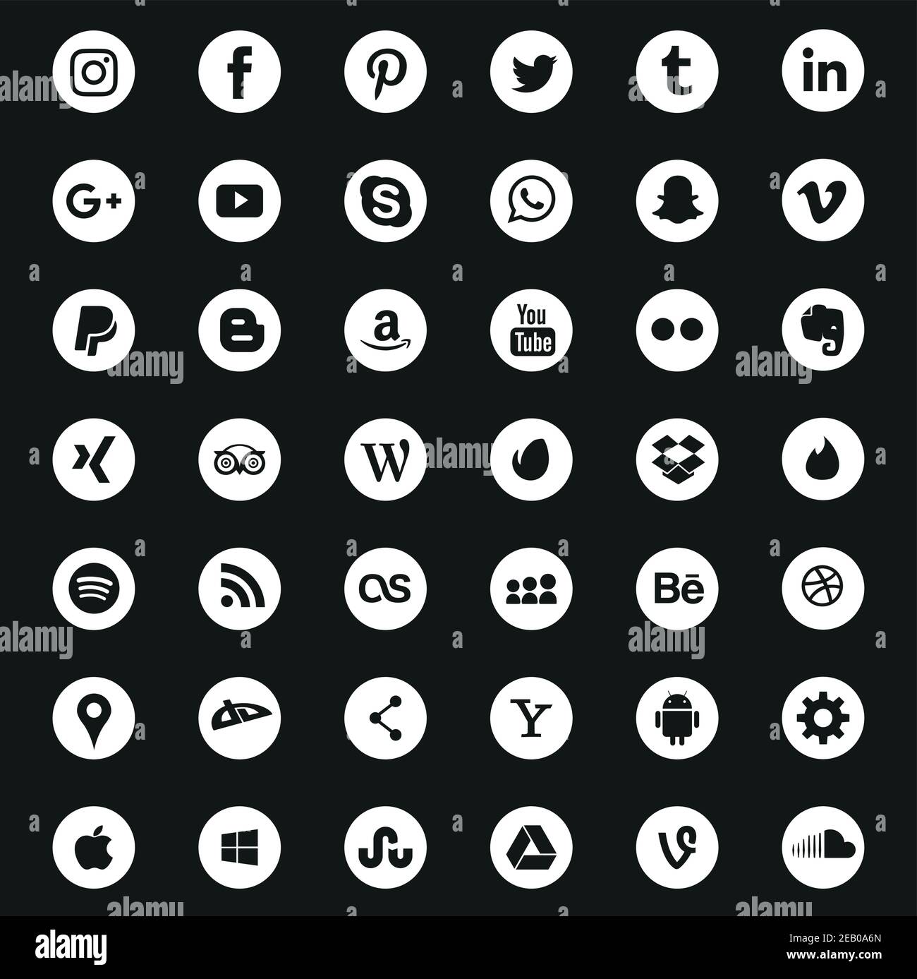 Icone delle applicazioni dei social media impostate Illustrazione Vettoriale