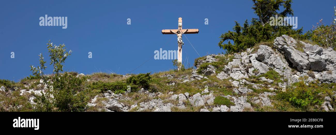 Attraversa le rocce del monte Wallberg, Baviera, Germania, Europa Foto Stock
