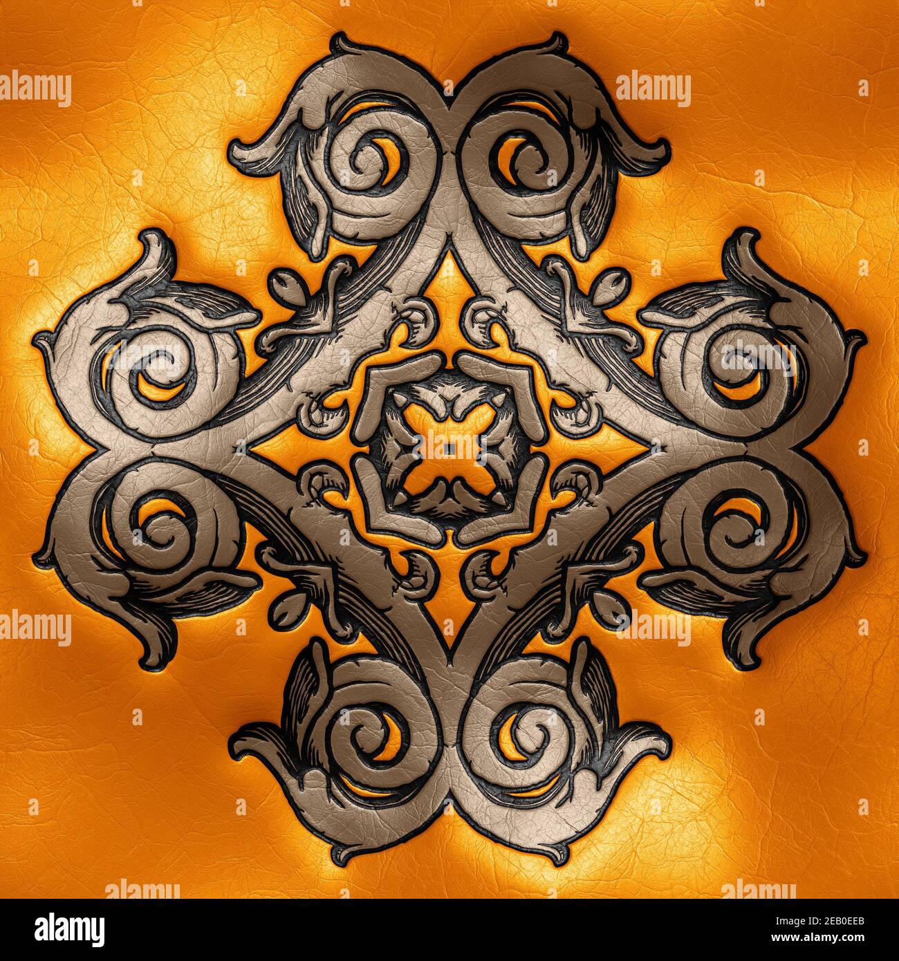 Rendering 3D di piastrelle di fondo in plastica con vintageornamento in rilievo Foto Stock