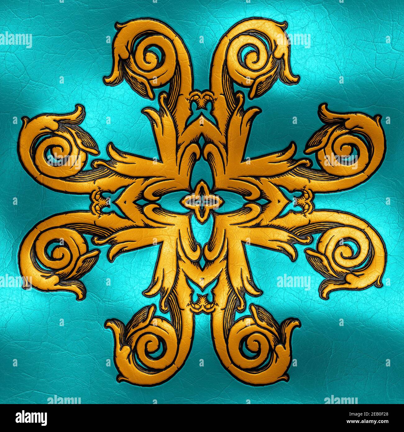 Rendering 3D di piastrelle di fondo in plastica con vintageornamento in rilievo Foto Stock