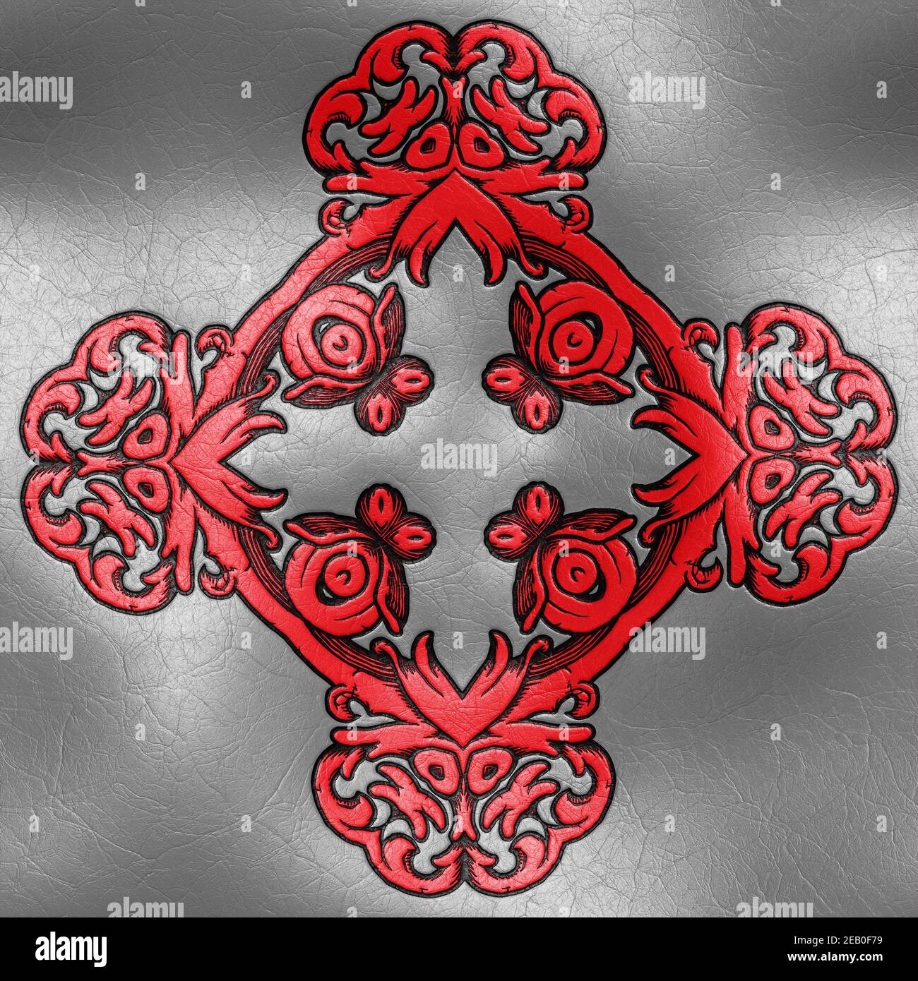 Rendering 3D di piastrelle di fondo in plastica con vintageornamento in rilievo Foto Stock