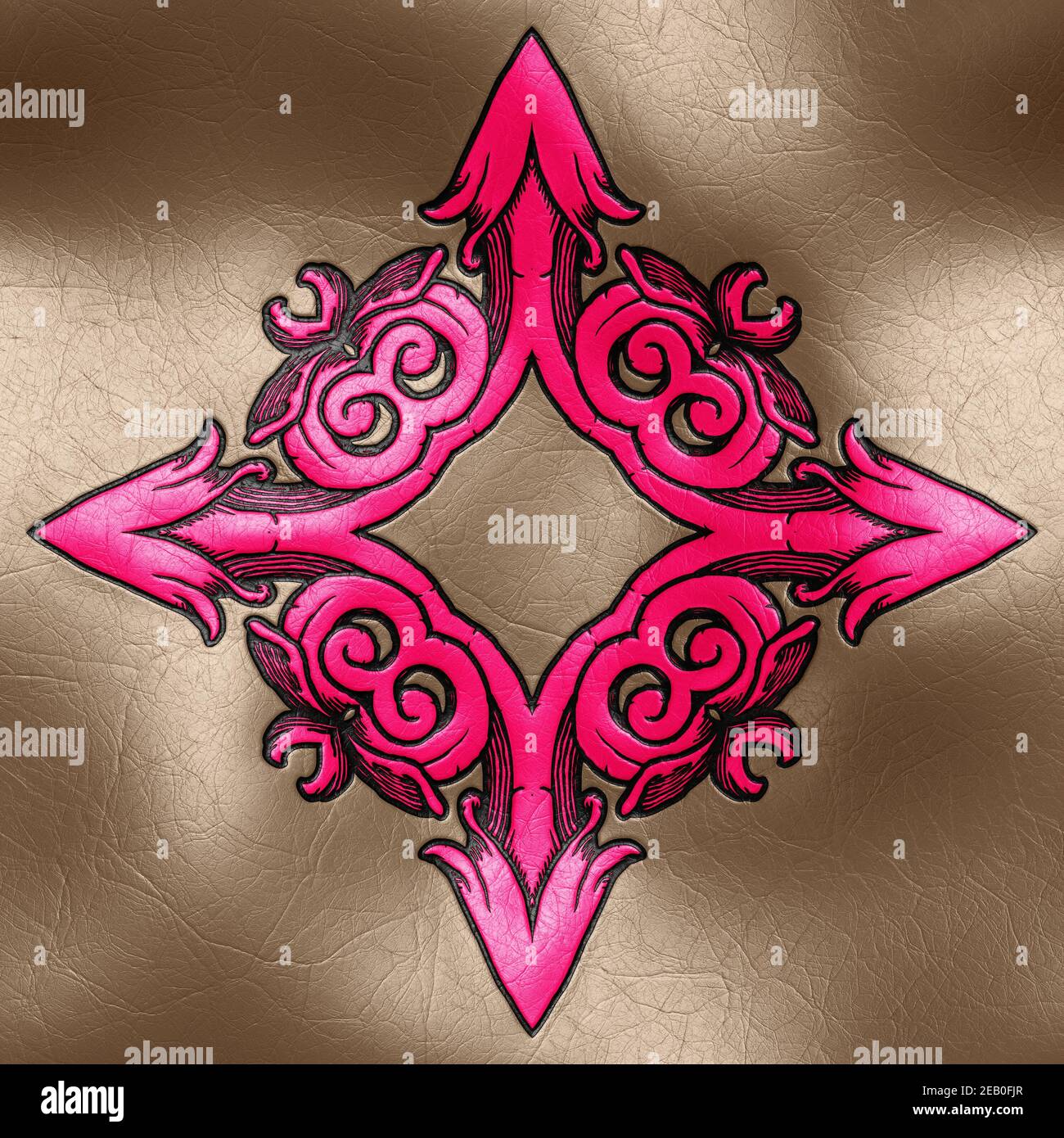 Rendering 3D di piastrelle di fondo in plastica con vintageornamento in rilievo Foto Stock