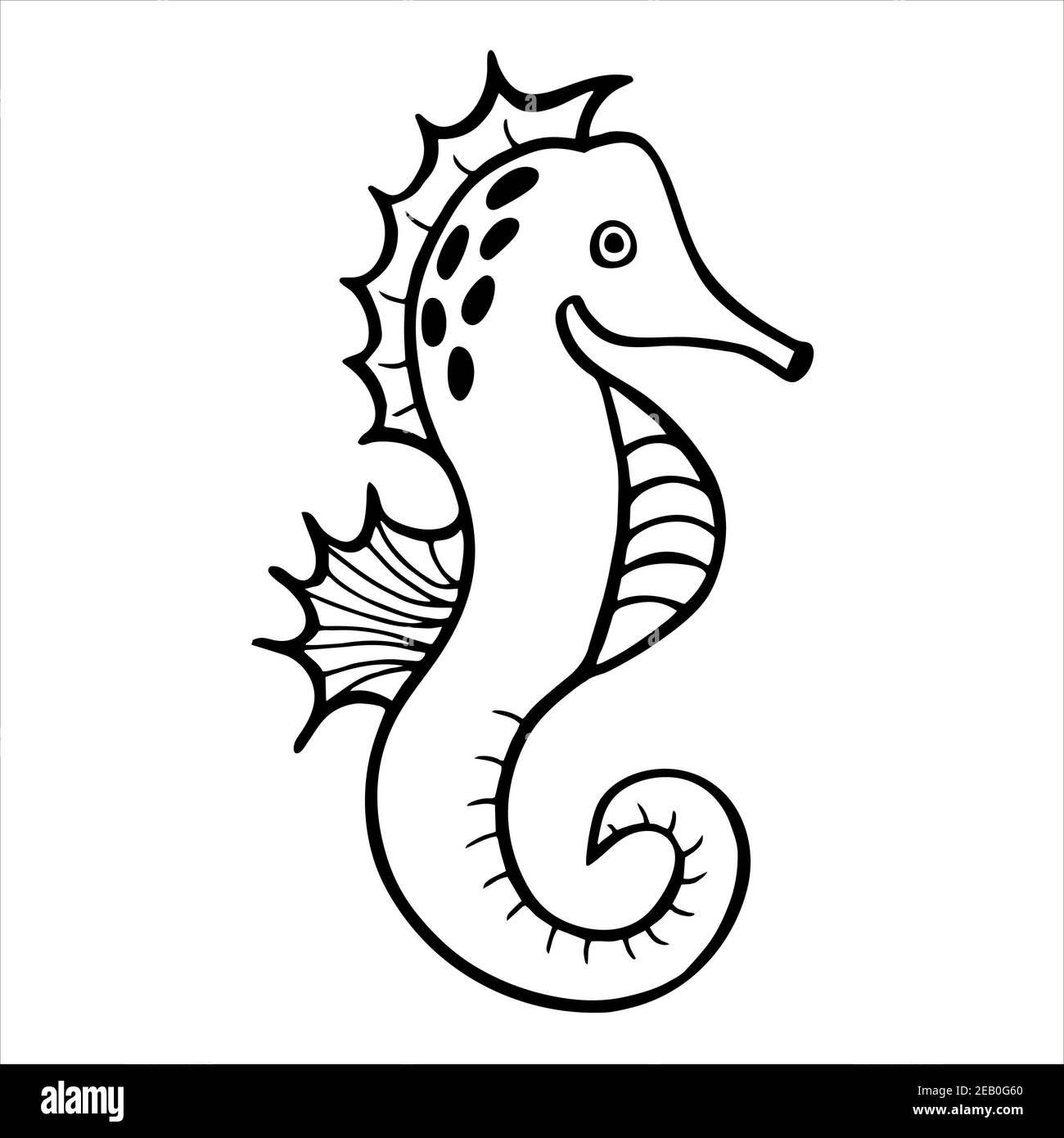 Seahorse, illustrazione vettoriale isolata disegnata a mano Illustrazione Vettoriale