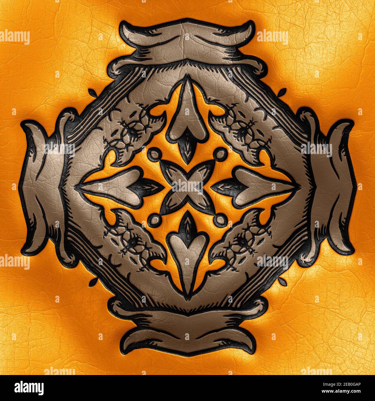 Rendering 3D di piastrelle di fondo in plastica con vintageornamento in rilievo Foto Stock