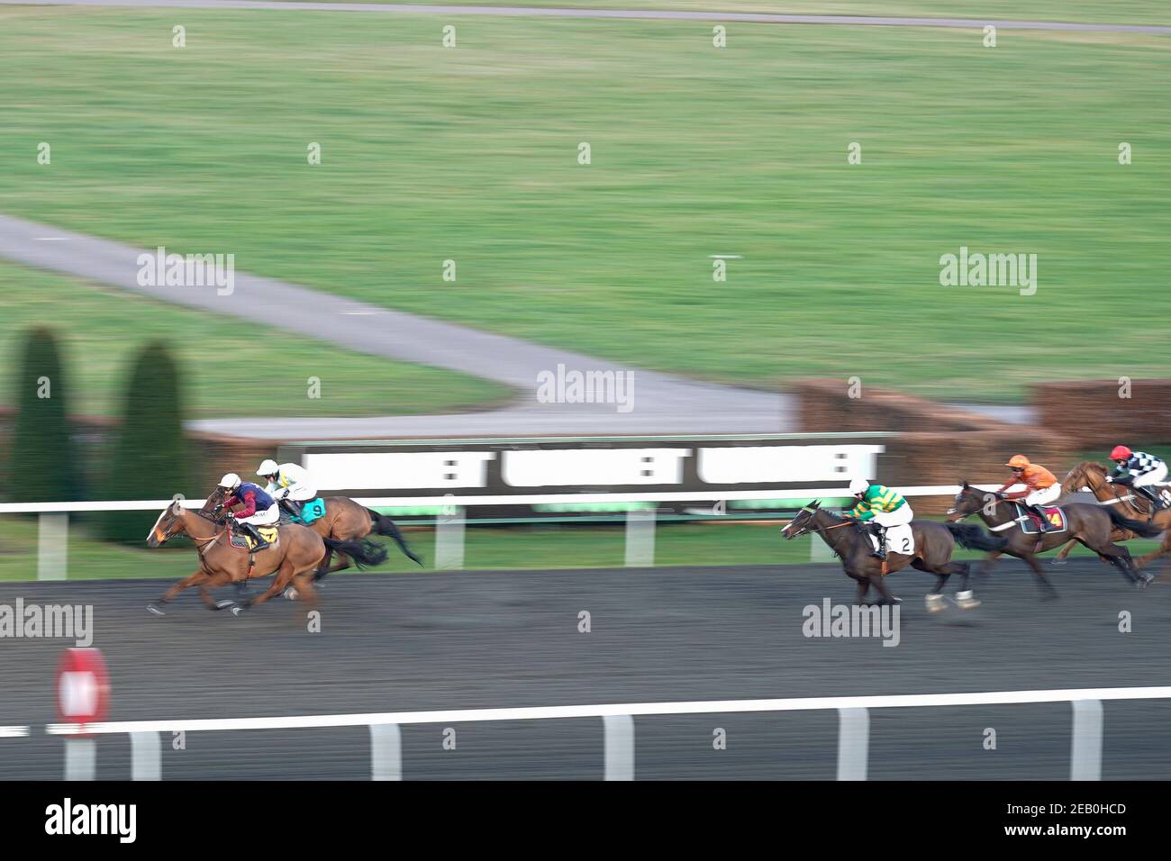 Paddy Brennan in sella a Golden Taipan (a sinistra) vince il vBET 'Jumpers' NH Flat Race paraurti (Div 1) Foto Stock